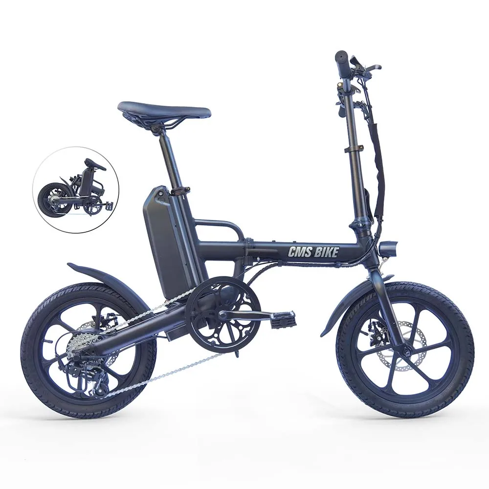 

Миниатюрный Электрический велосипед, 16-дюймовый электрический велосипед с литиевой батареей, легкий каркас из алюминиевого сплава для поездок в городе