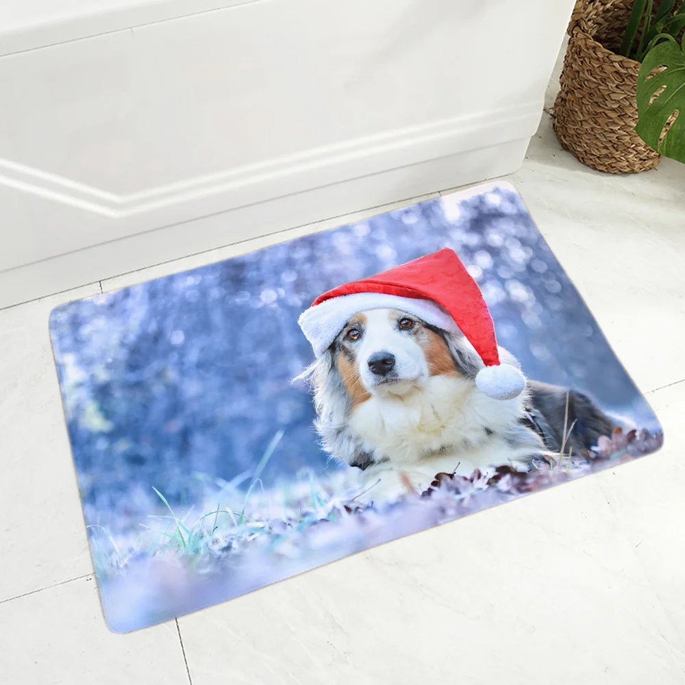

Bathroom Cartoon Floor Carpet Flannel Hallway For Home Mat And Comfort Australian Shepherd Dog Mat bedside Bath Mats Prayer Rug