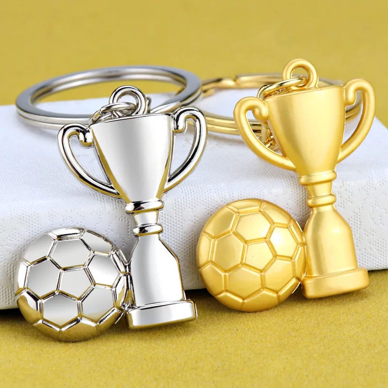 

2022 Football Keychain Creative Pendant Small Gifts for Fans Gold /Sliver Hercules Cup Messi Souvenirs for Women and Men