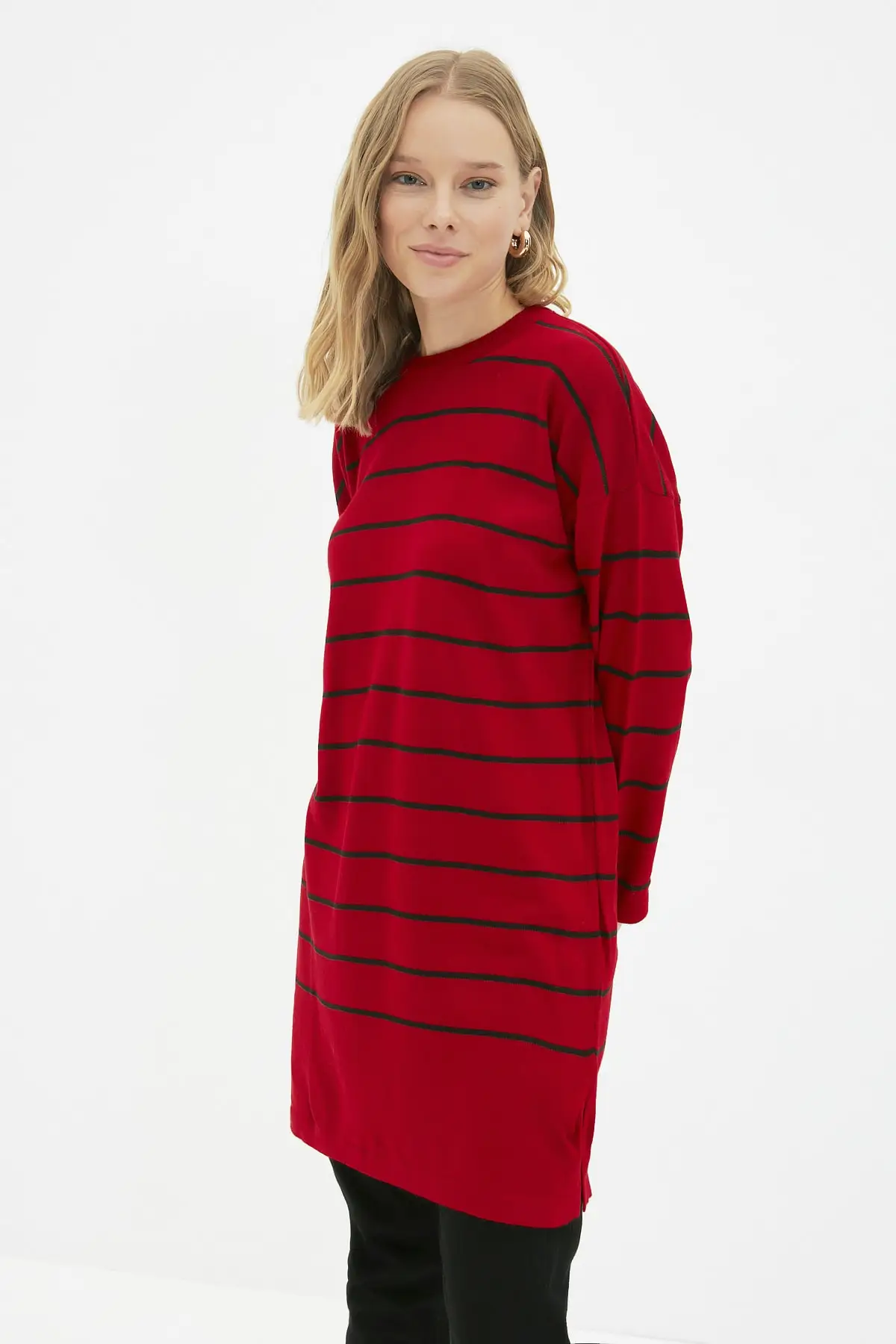 

Trendyol Bike Collar Striped Long Knitwear Sweater TCTAW22AK0162