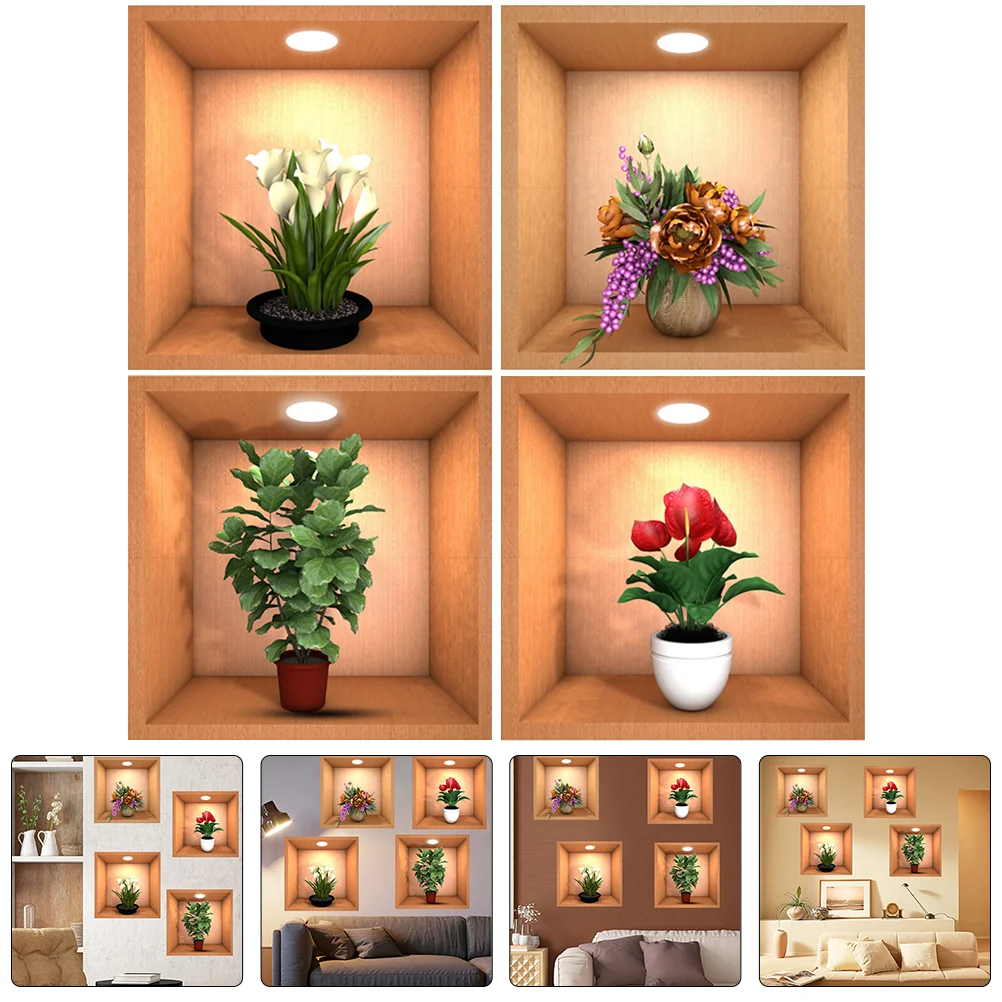 

Wall Sticker Decal Bonsai Potflower Greenwestern Adhesive Self Room Home Printed Creative Vase Vinyl Stickers Vases Floral Mural
