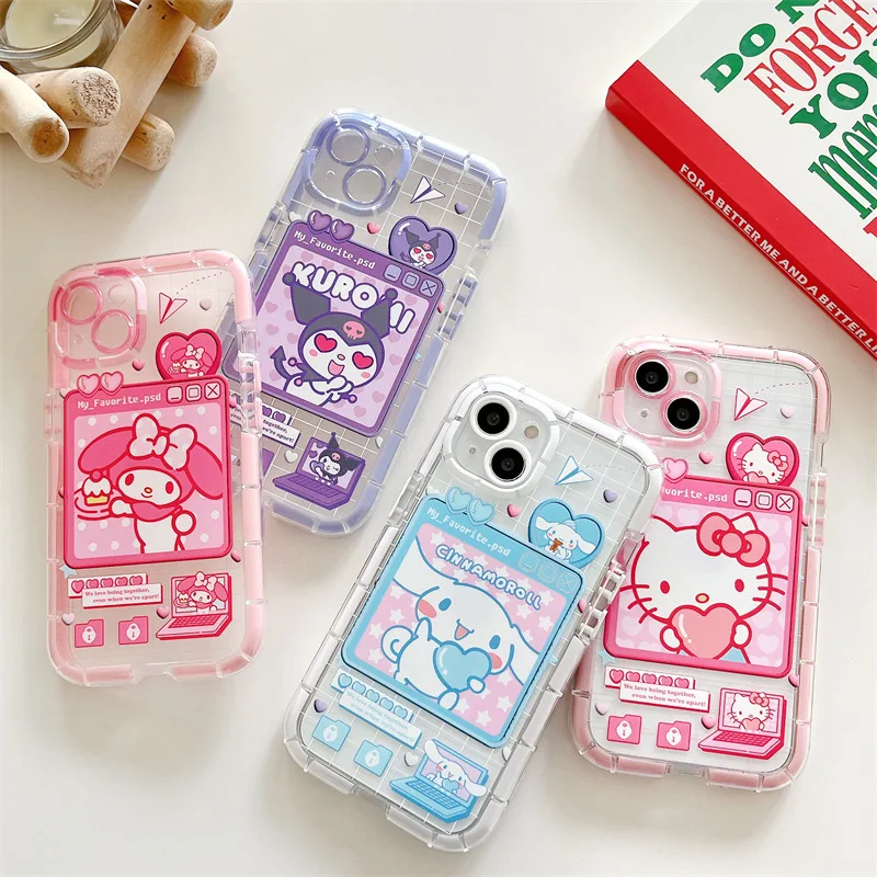 

Sanrio милый чехол для телефона Hello Kitty Kulomi Melody Cinnamorol телефонное украшение для Iphone 11 12 13 14 Pro Xs Xr Max противоударный