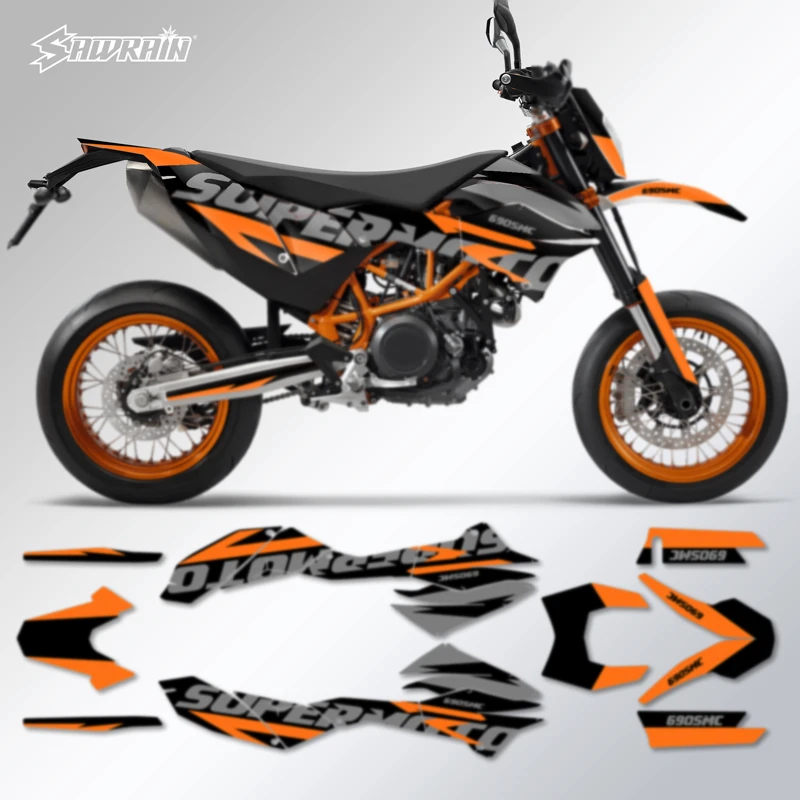 

Комплект персонализированных наклеек с графикой Sawrain, изготовленные на заказ наклейки MX для KTM 690 SMC-R SMC R 2012 2013 2014 2015 2016 2017 2018