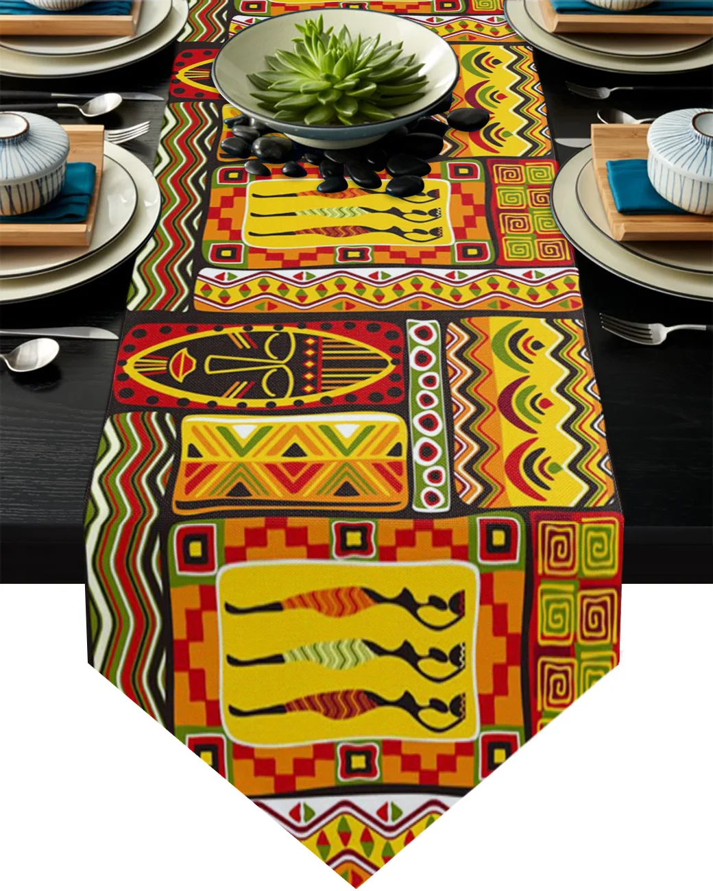 

Exotic African Women Geometric Shapes Table Runner Christmas Decorations for Home Table Cloth for Wedding Party Home Decor