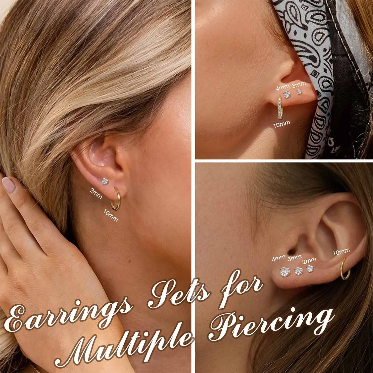 1/9 пар простых маленьких серег-гвоздиков с несколькими пирсингами крошечные