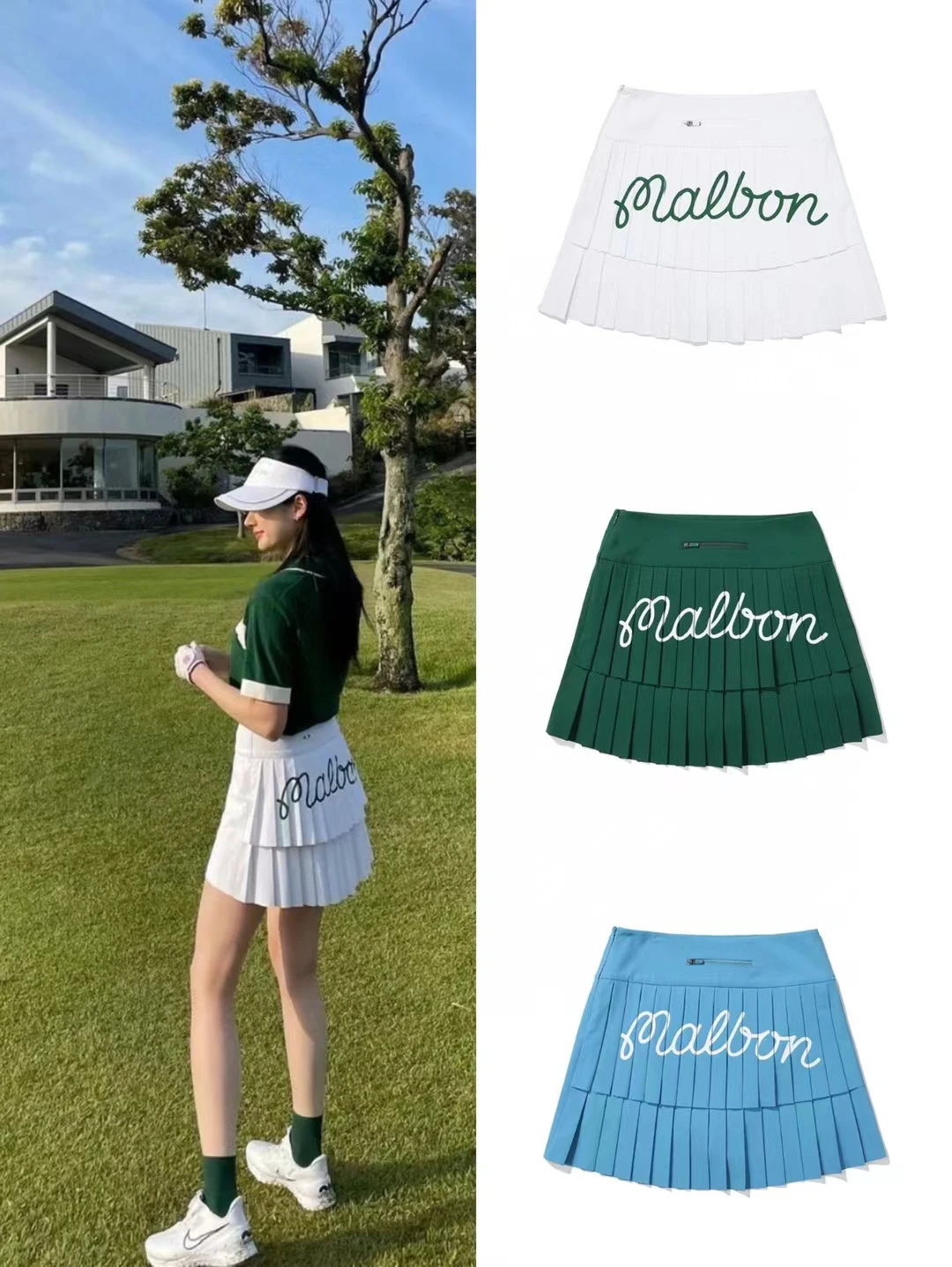 MALBON Golf Clothing Women's Summer Pleats Skirt Spoiler Wear