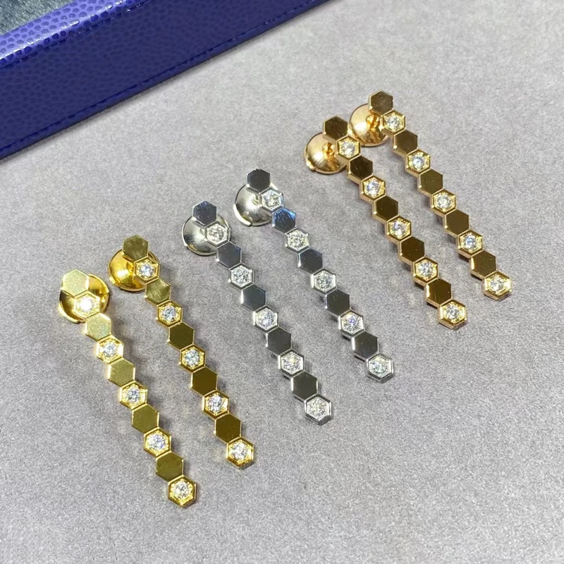 

925 sterling silver honey inlaid zircon honeycomb earrings women's fashion brand temperament personality luxury jewelry