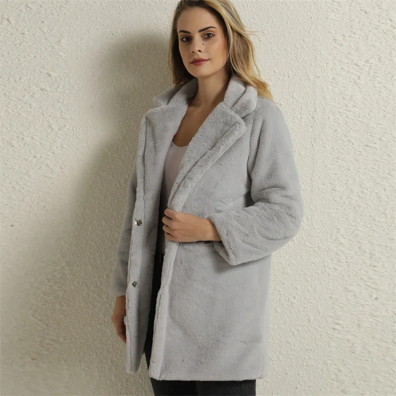 Зимнее меховое пальто модные женские плюшевые из искусственного меха норки