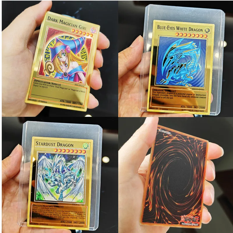Железная карточка Yugioh с рукавами яркие голубые глаза темные Волшебные обелиски