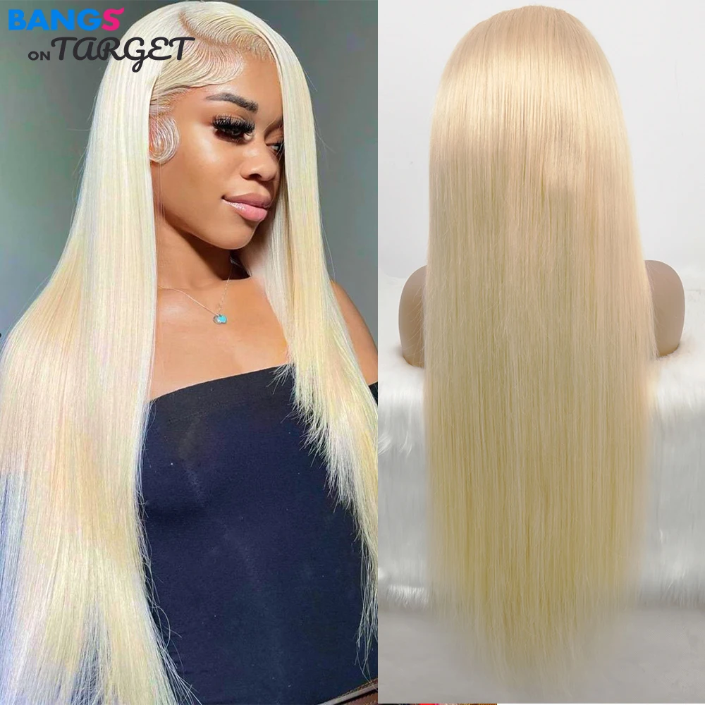 

180% Density 13x6 613 Blonde Pre Plucked Glueless HD Transparent Lace Frontal Wigs 200% Brazilian Straight Remy Human Hair Wig