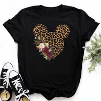 new womens t shirts leopard floral mickey minnie mouse head graphic printed disney t shirts woman aesthetic short sleeve tops