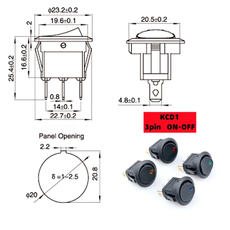 4 шт. 3/4 контакта Tombol Sakelar Rocker Mini ВКЛ-ВЫКЛ 6/10/16/30A 250 В Kaki Tembaga/Kontak Perak постоянного