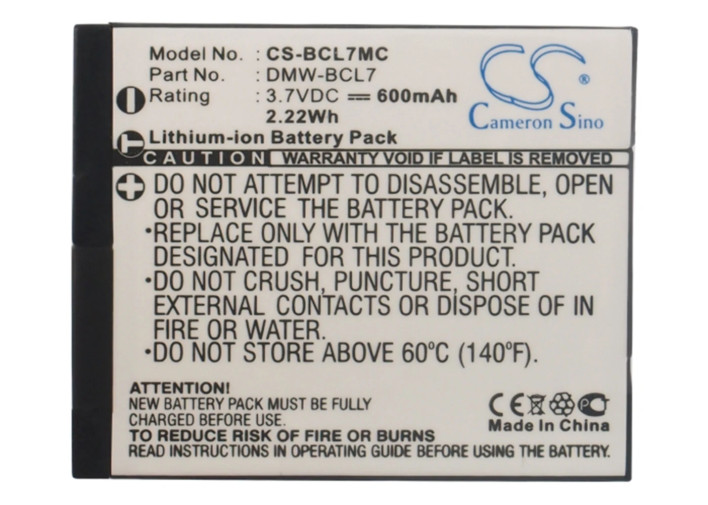 

Cameron Sino 600mA Battery for Panasonic Lumix DMC-FH10,Lumix DMC-FH10K,Lumix DMC-FH10P,Lumix DMC-FH10V DMW-BCL7,DMW-BCL7E