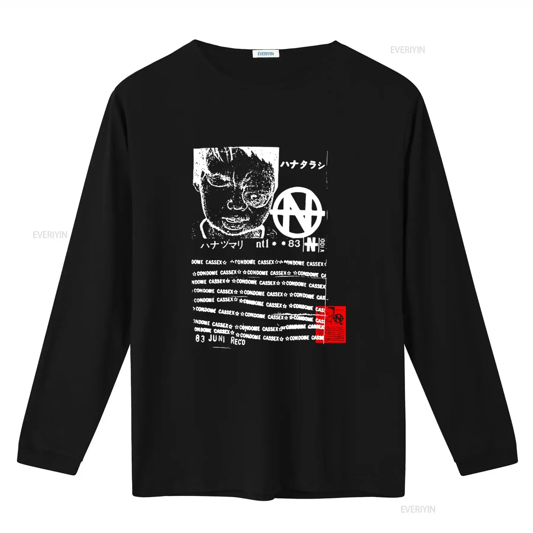 Фото Футболка Hanatarash Japanese Noise с принтом Condome Cassex Boredoms Yamantaka Eye, винтажная, с эффектом потертости, модная, слегка дышащая, мужская №2