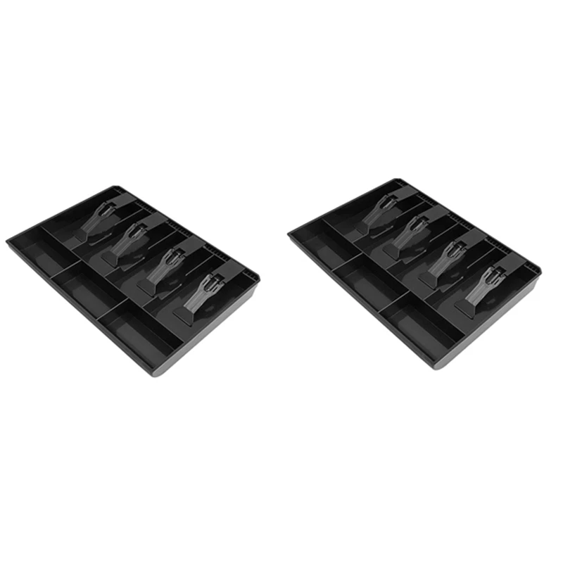 

2X Cash Register Drawer - Cash Money Tray Replacement 4 Bill/3 Coin Cash Register Insert Tray,12.6 X 9.6 X 1.4Inch