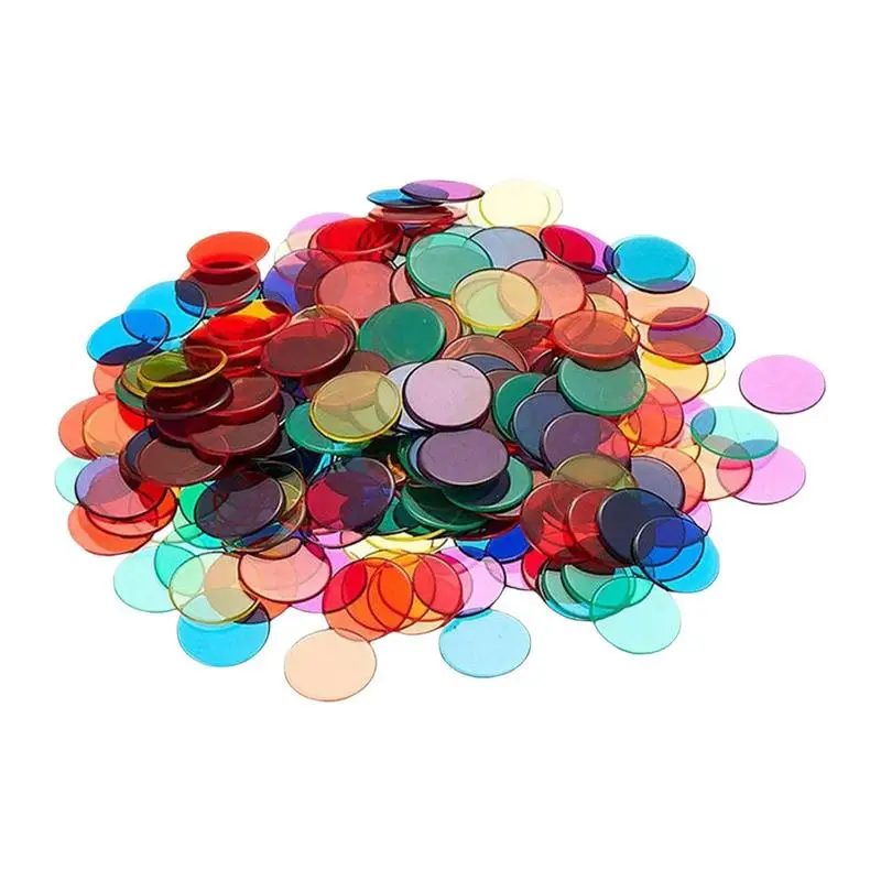 

120pcs/Lot Count Bingo Chips Learning Transparent Color Counting Chips With Bag Bingo Markers for Classroom 6 colors gift