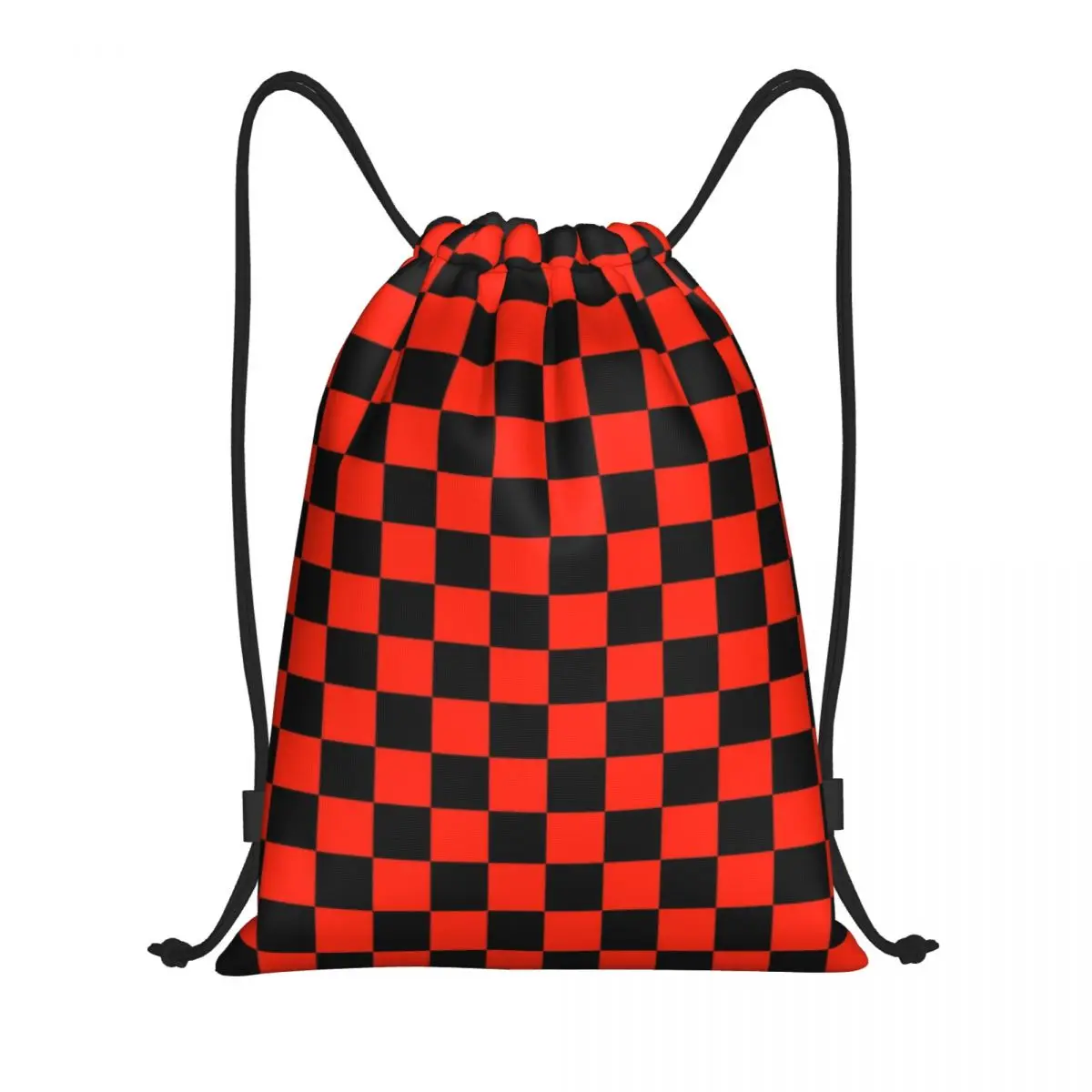 Индивидуальный Черный Красный шахматный рюкзак на шнурке для мужчин и женщин