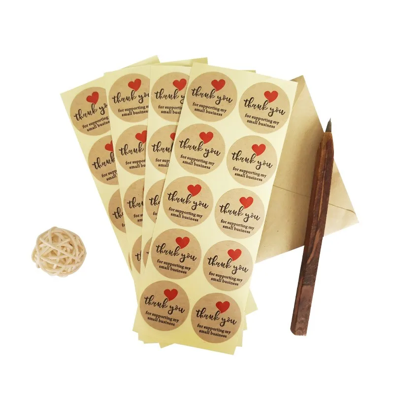 

1000 Pcs/lot Round THANK YOU scrapbooking Package stationery kraft paper sticker Wedding birthday party seal labels Stickers