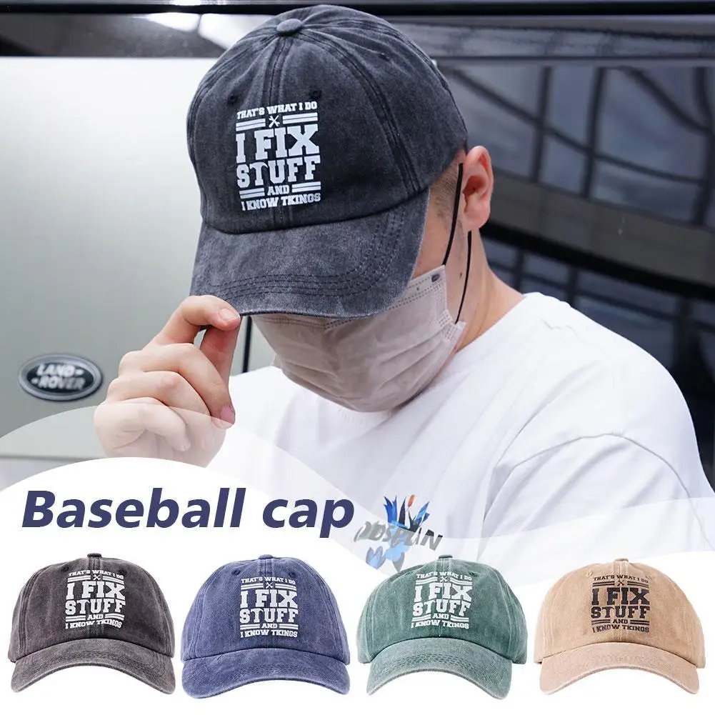 

Vintage Baseball Cap Washed Cotton Printed Hat That's What I Do I Fix Stuff And I Know Things Funny Saying For Men Women Funny