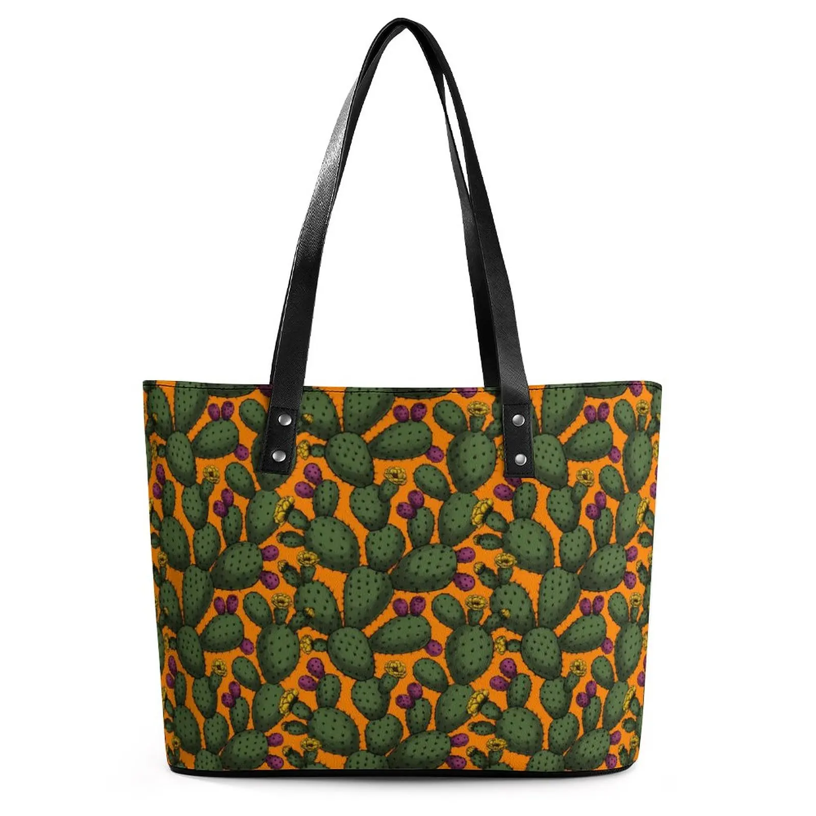 

Сумки с принтом кактуса, сумка-тоут с карманом пустыни и заката, стильная сумка через плечо из искусственной кожи, Дамская офисная сумка-шоппер