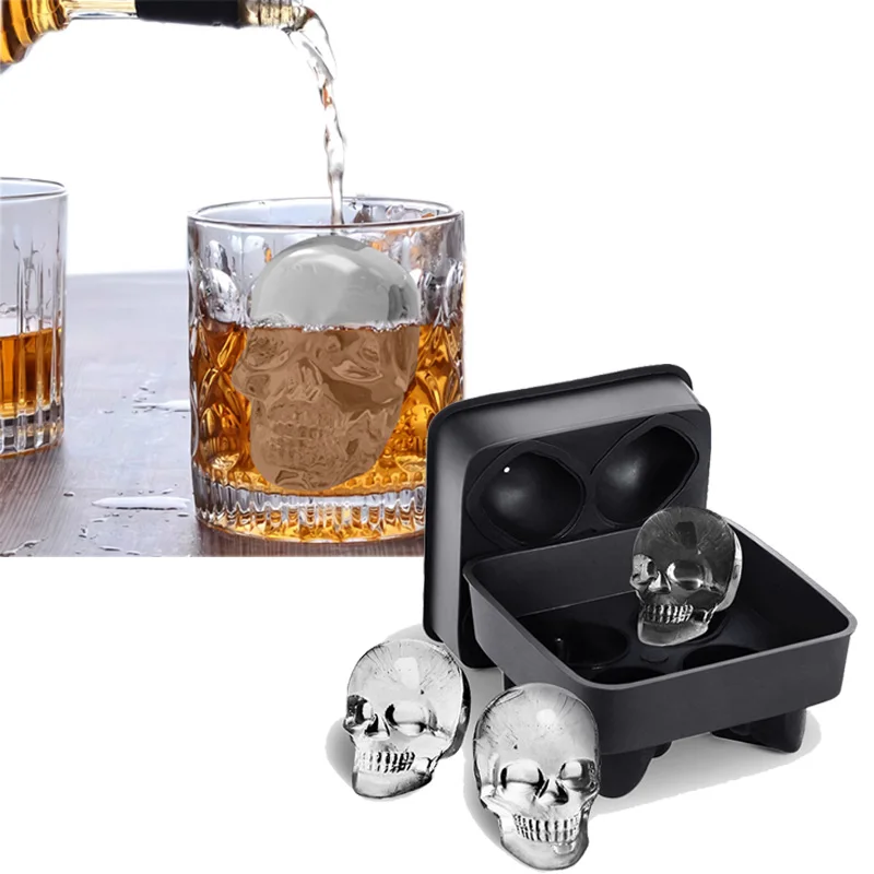 

2020 Ice Cube Maker DIY Creative Silica Gel Gun Bullet Skull Shape Tray Mold Home Bar Party Cool Whiskey Wine Ice Cream Bar Tool