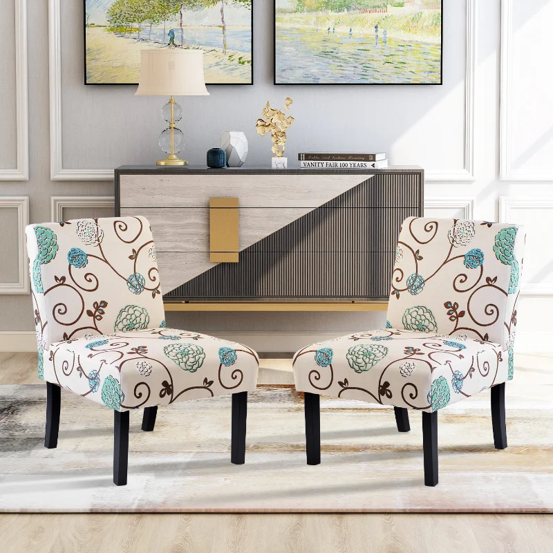 Set Of 2 (beige/floral) Beige Upholstered [us Stock]