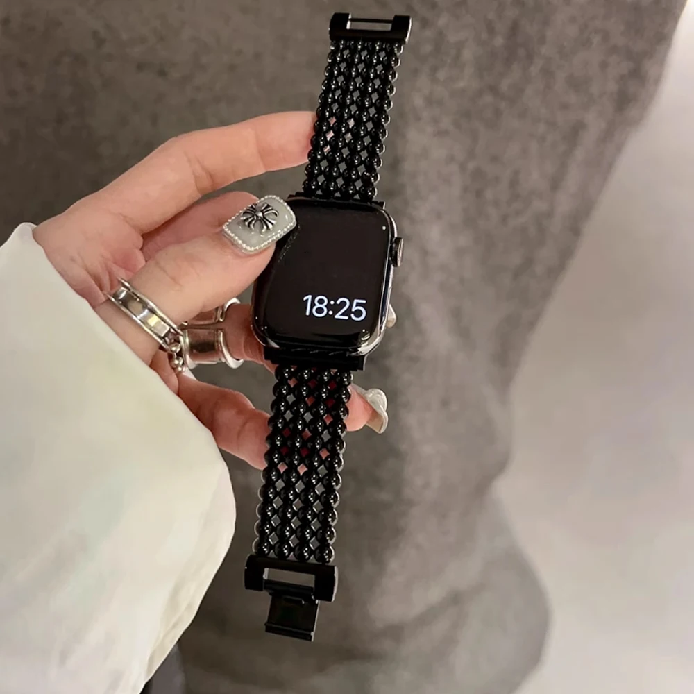 Luxury Stainless Steel Strap For Apple Watch 49mm Ultra Steel Ball Bracelet 41mm 45mm for iwatch Series 8 7 6 5 4 3 SE 40mm 44mm