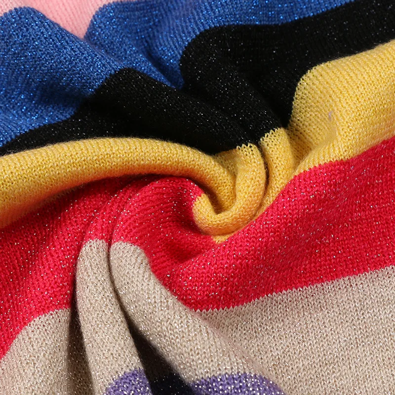 Женский свободный свитер с люрексом разноцветный Повседневный пуловер в