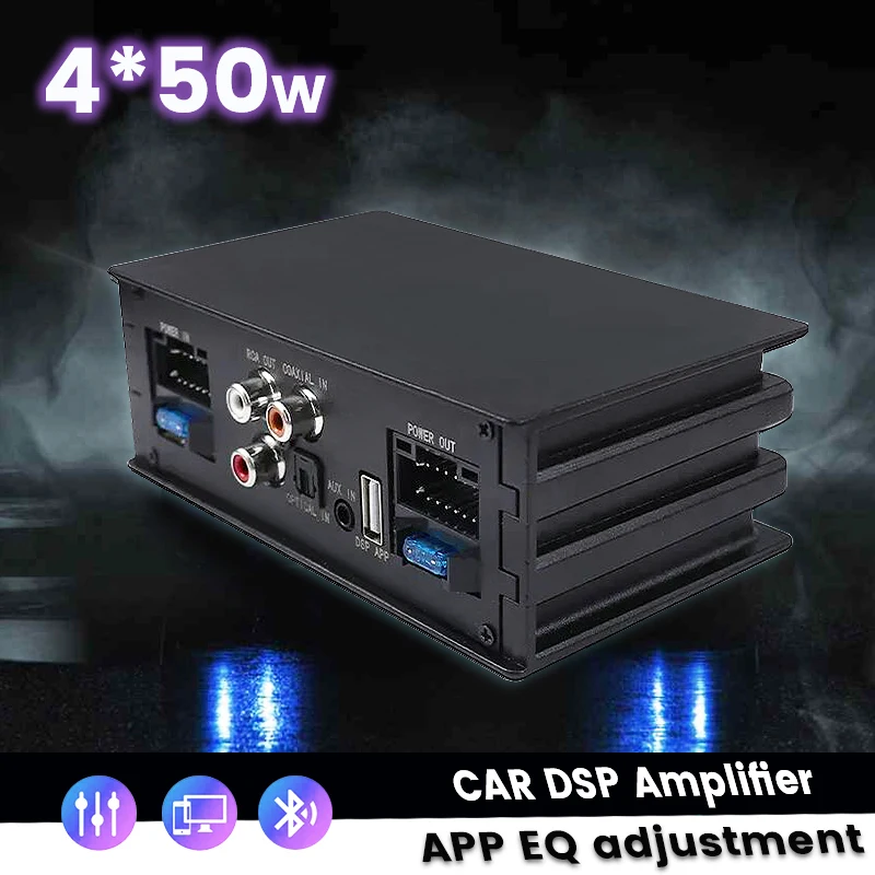 

4*50W Car Audio Processor Automotive Dsp Amplifier For Android Radio Stereo 10 EQ Music Sound Speakers Subwoofer AUX/RCA/USB/OTG