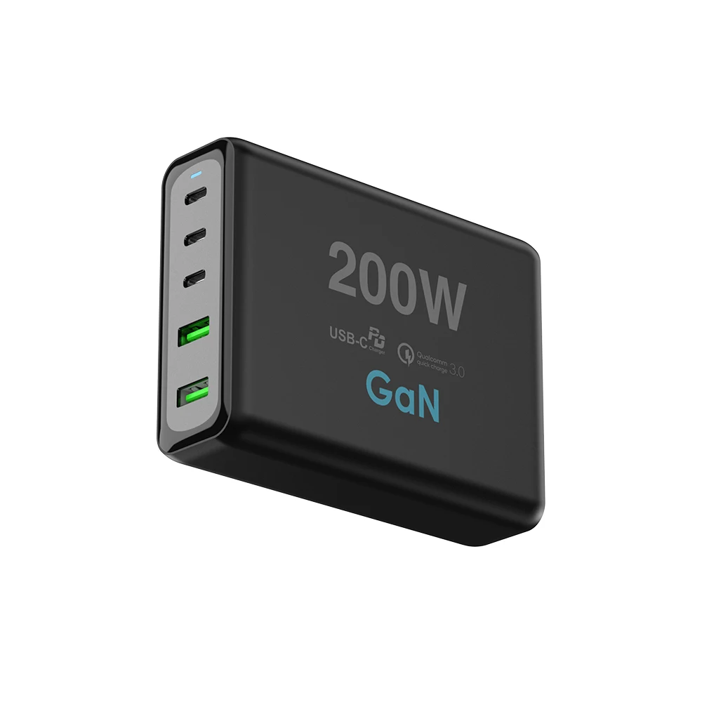 

Multi-Use 200W 5 In 1 gan charger pd Support QC3.0 60W+100W usb-c With CE FCC ROHS quick fast charger for ipad