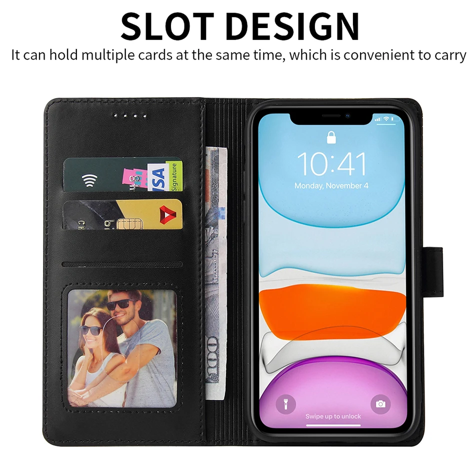 Leather Case Wallet Cover For Redmi 10 9 8 9T 9A 9C K40 Note 7 8 9 10 11 Pro 10S 9S 8T 9T 11S Stand Phone Coque Mi 11 Lite 5G NE