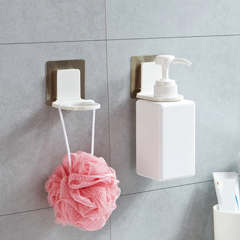 

Wall Mounted Self-Adhesive Shampoo Bottle Shelf Liquid Soap Shower Gel Organizer Hook Holder Shelves Hanger Bathroom Accessories