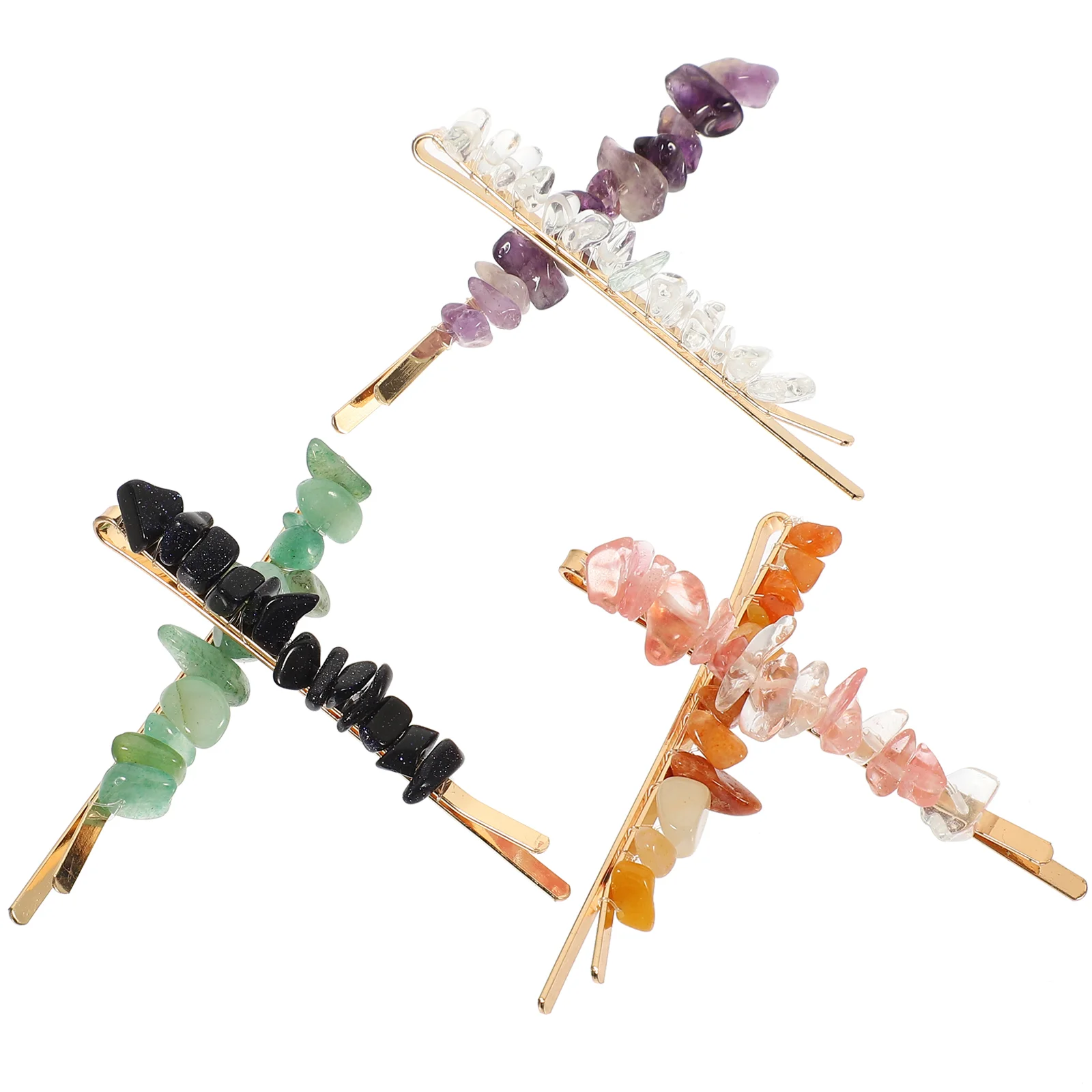 Ful Hair Pins Women Jewelry Small Barrettes Clips Styling Sectioning Natural Stone Accessories Jeweled Girl