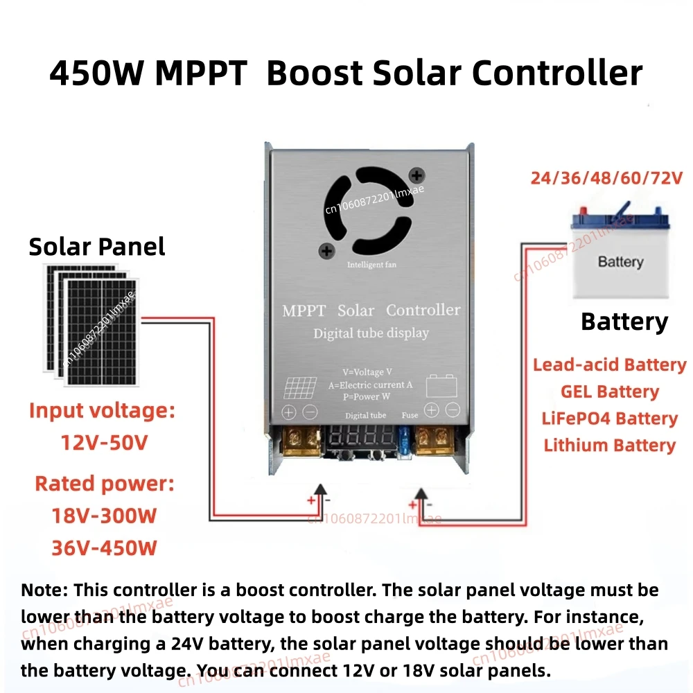 Регулятор заряда солнечной панели 24 В 36 48 60 в 72 450 Вт для