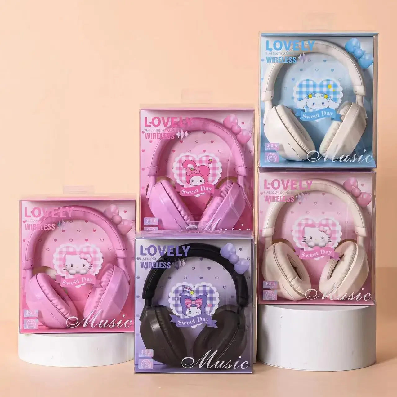 Наушники Hello Kitty Kuromi Мультяшные Bluetooth Sanrio Беспроводные спортивные наушники