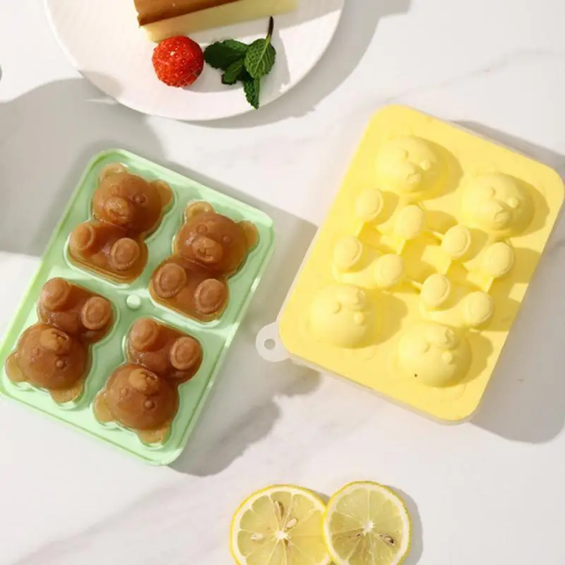 

Cute Bear Ice Cube Tray Cute Teddy Bear Ice Cube Making Mold Splash-proof And Easy To Fall Off , For Refrigerator With Container