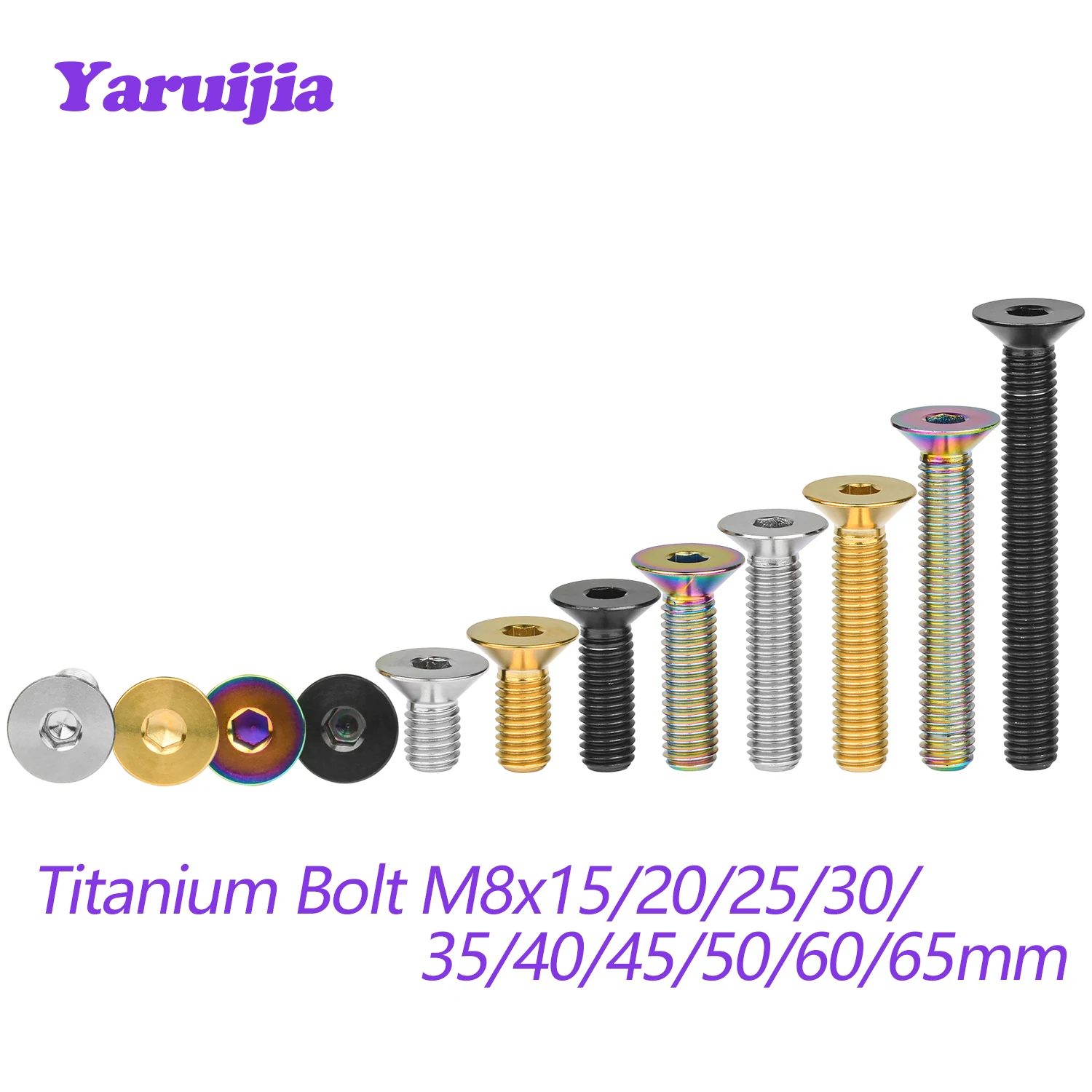 

Yaruijia Titanium Bolt M8x15/20/25/30/35/40/45/50/60/65mm Allen Key Countersunk Flat Head Bolt Screw for Bicycle Motorcycle
