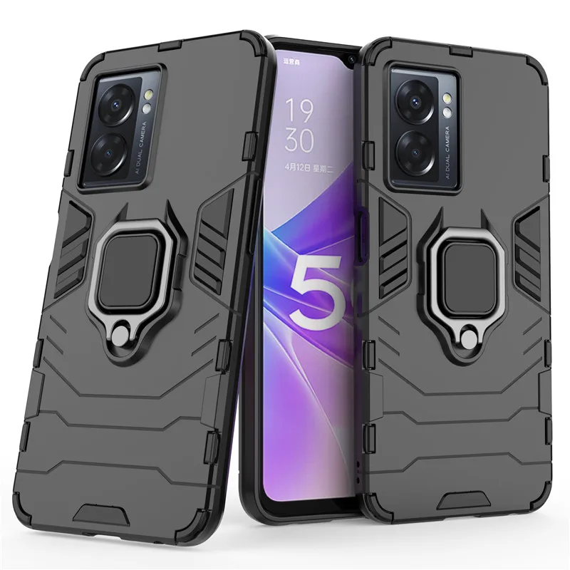 For OPPO A57 A77 Case Armor Finger Ring Bracket Cases Bumper Kickstand Cover OPPO A57 A54 A74 A77 4G Case For OPPO A57 A77 5G