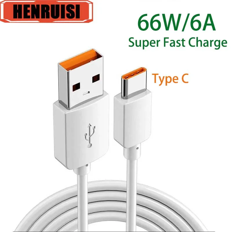 

6A USB Type C Cable 66W Super Fast Charging Cables Phone Charger PD Data Cord For Huawei Xiaomi Sync Data Line Long 0.25M 1M 2M