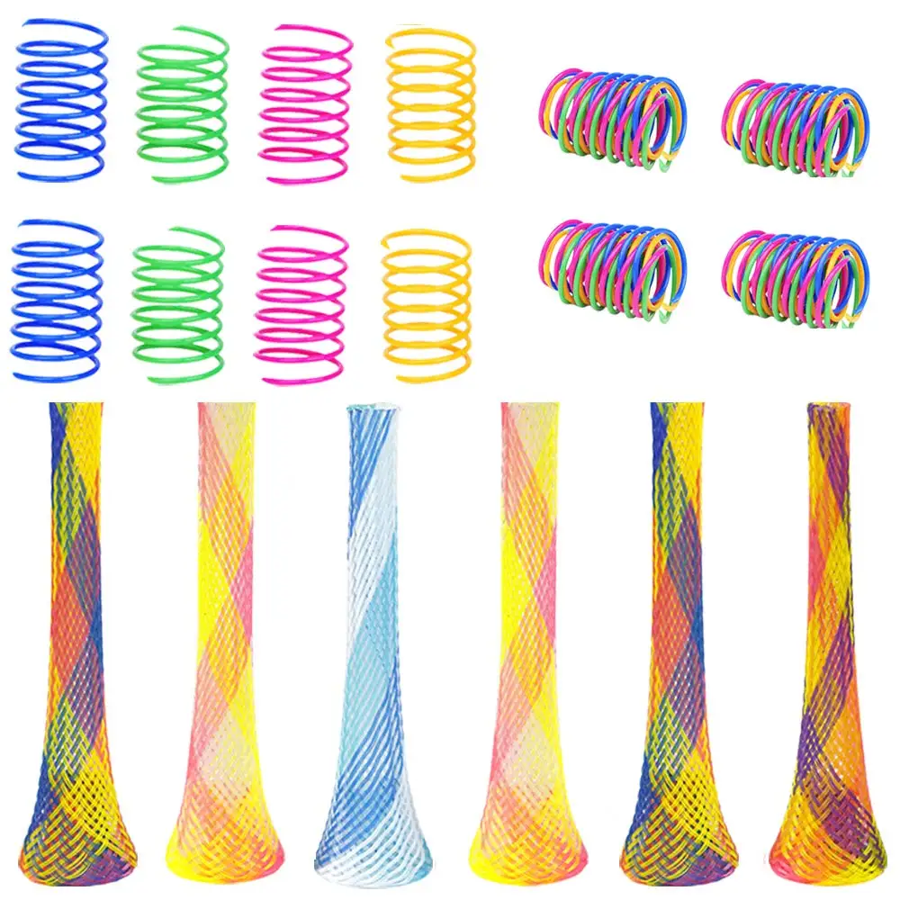 

30 PCS Cat Spring Toys Set Plastic Colorful Cat Spiral Spring Pet Toys for Swatting, Biting, Hunting Kitten Interactive Toys
