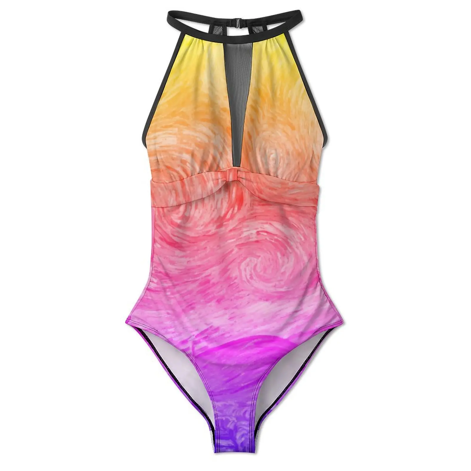 Женский слитный купальник с эффектом пуш-ап и принтом Звездная ночь