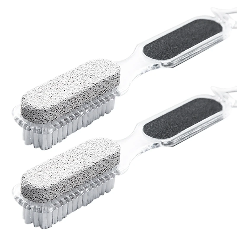 

2X Home Foot Pumice Stone 4 In 1 Stone Dead Skin Remover Brush Pedicure Grinding Double Head Cleaning Brush