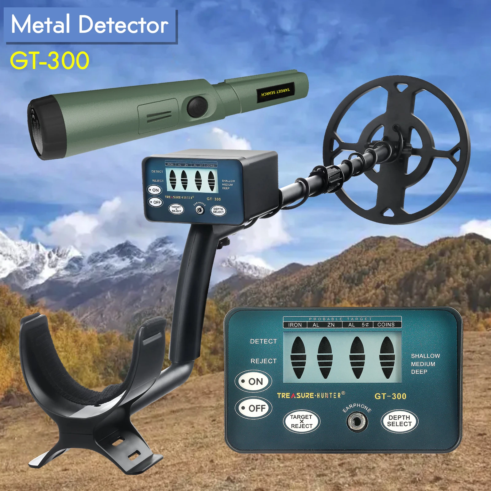 62. Detector de Metales Subterráneo Profesional con Auriculares