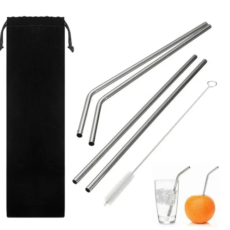 

Drinking Straws Reusable Stainless Steel Straws Set Of 5, 2Pcs 10.5 Inch Bendy Straws+ 2Pcs 10.5 Inch Straight Straws+1Pcs 9.5 I