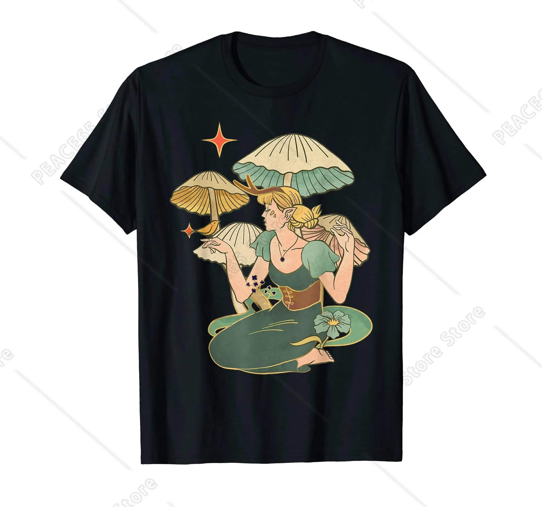 Эстетическая винтажная сказочная футболка Fairycore Mushroom Fairy Grunge Skar Mystic Garden Cottagecore