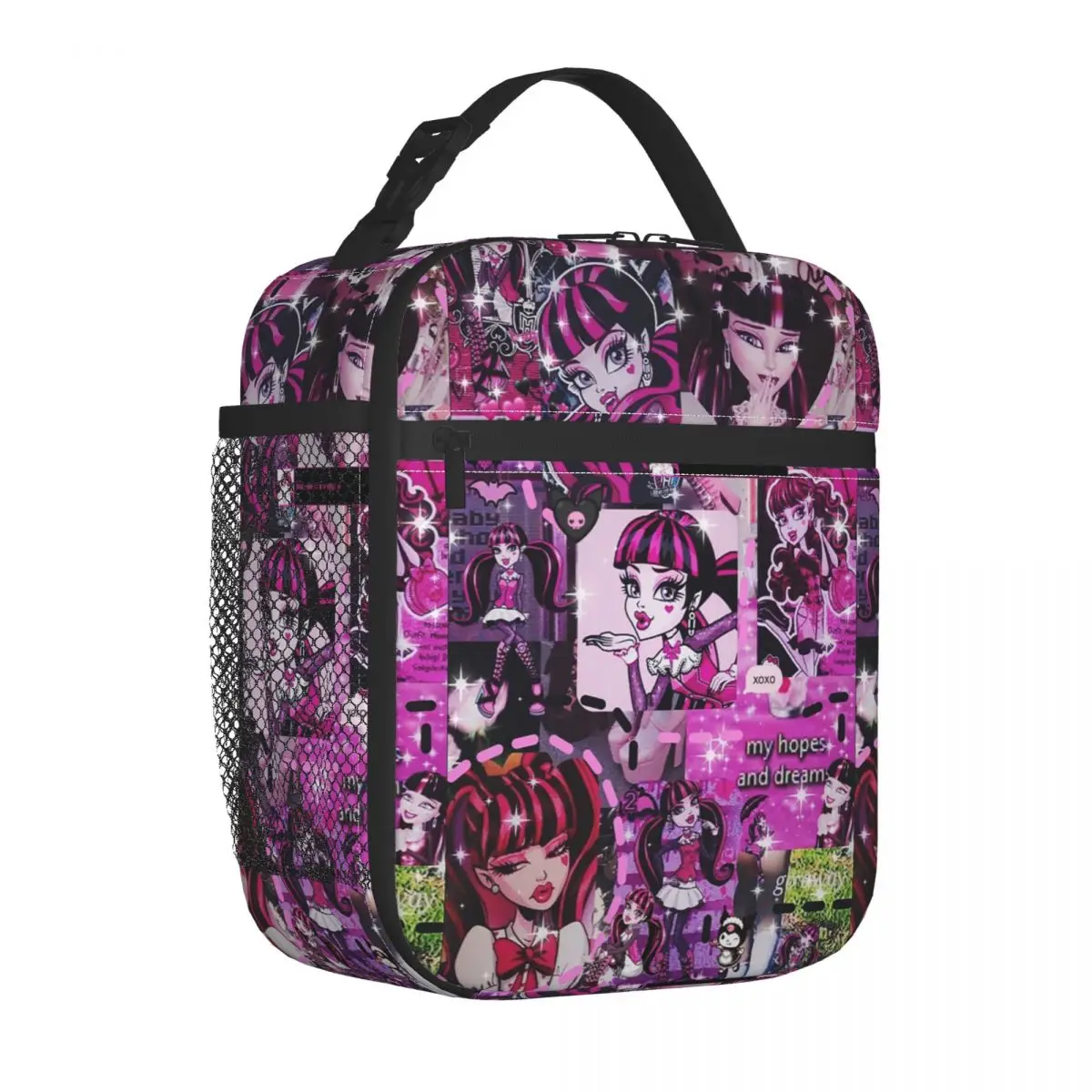 

Cute Draculaura Girl Insulated Lunch Bag Thermal Bag Lunch Container Monster High Tote Lunch Box Men Women School Outdoor