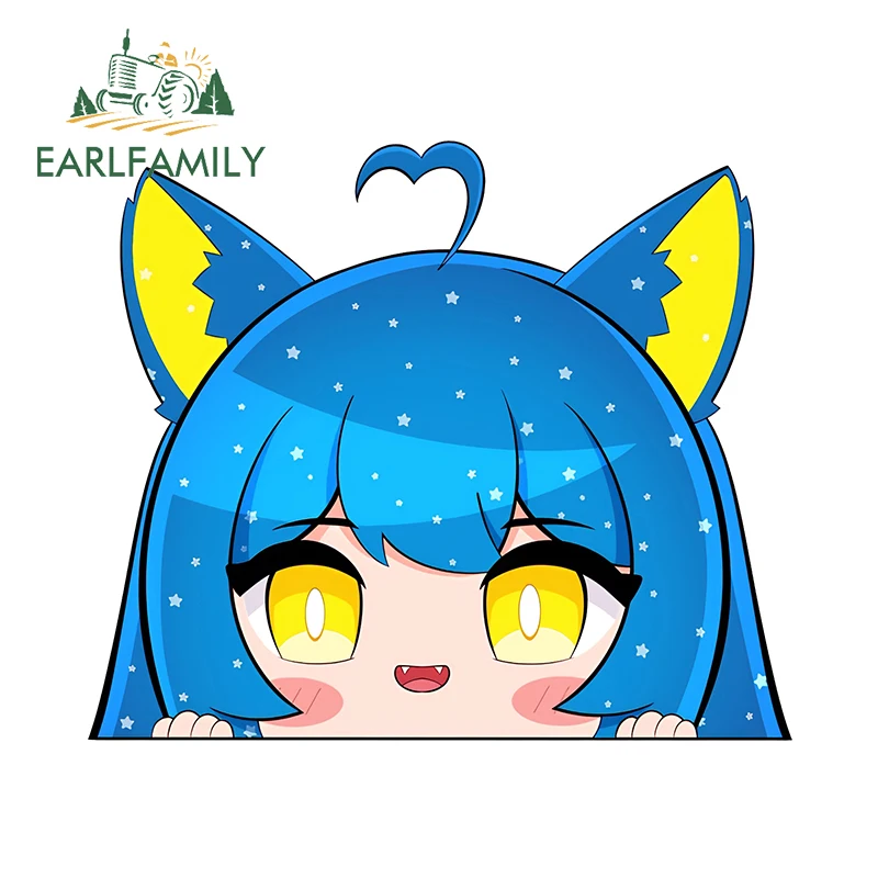 EARLFAMILY 13 см x 11 1 лиса Chibi Peeker автомобильные наклейки аниме кошка флуоресцентные