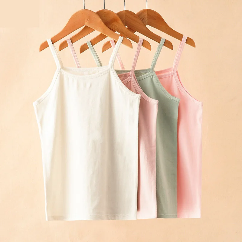 

Summer Kids Cotton Underwear Vest For Girls Boys Candy Color Girl Tops Teenager Undershirt Baby Korea Clothes For 6 8 10 12 Yrs