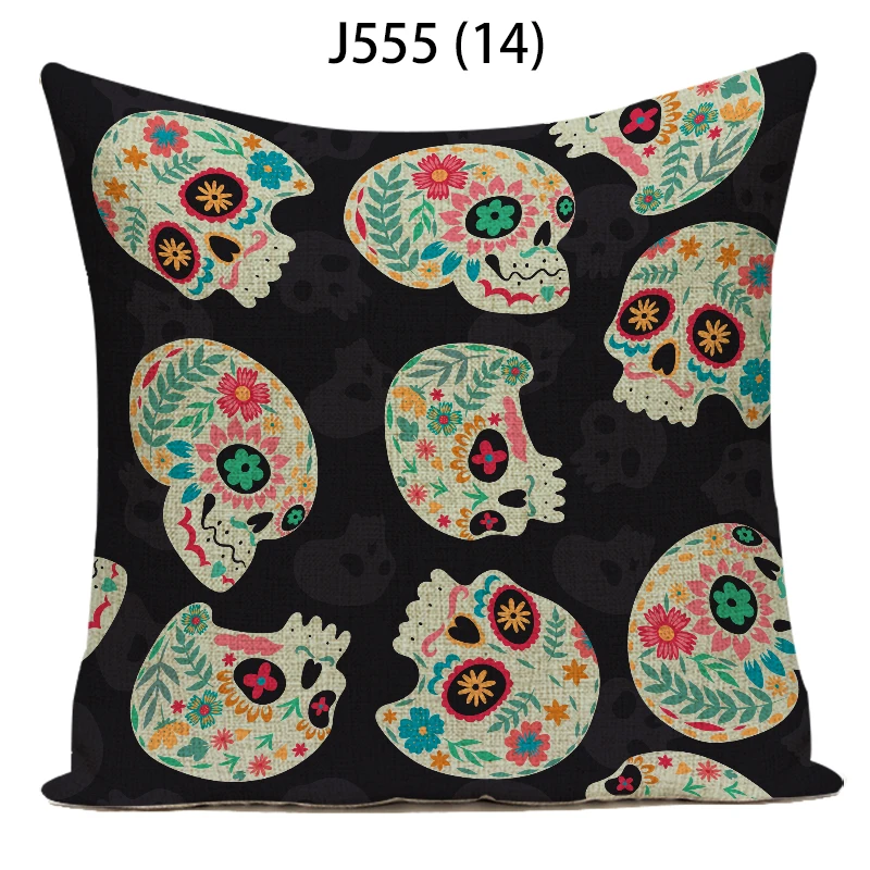 

Rose Multicolor Printed Skull Pillowcase Horror Flower Green Leaves Fashion Exquisite Cushion Cover Sofa Decorations Bed E2055G