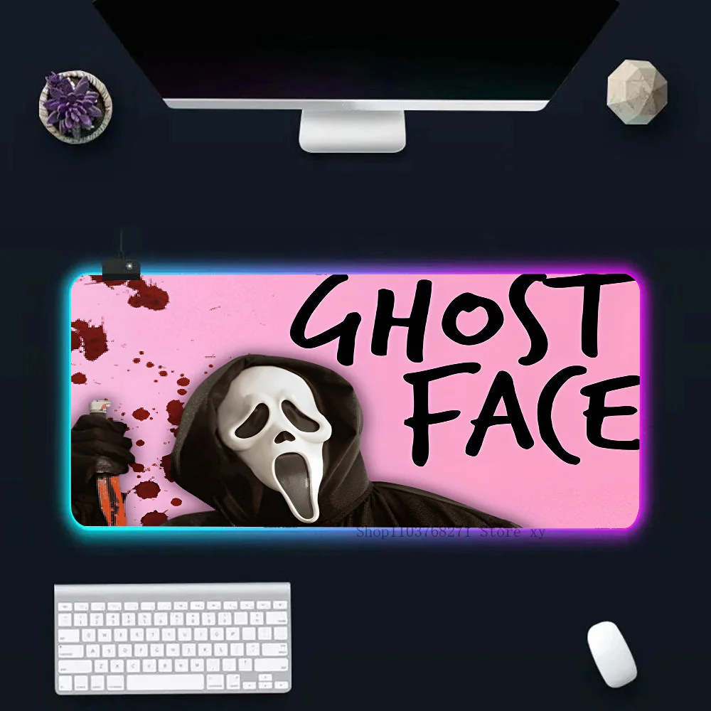 G-Ghostface H-Horror S-Scream Art Коврик для мыши XXL RGB Коврики игровой HD Черные аксессуары